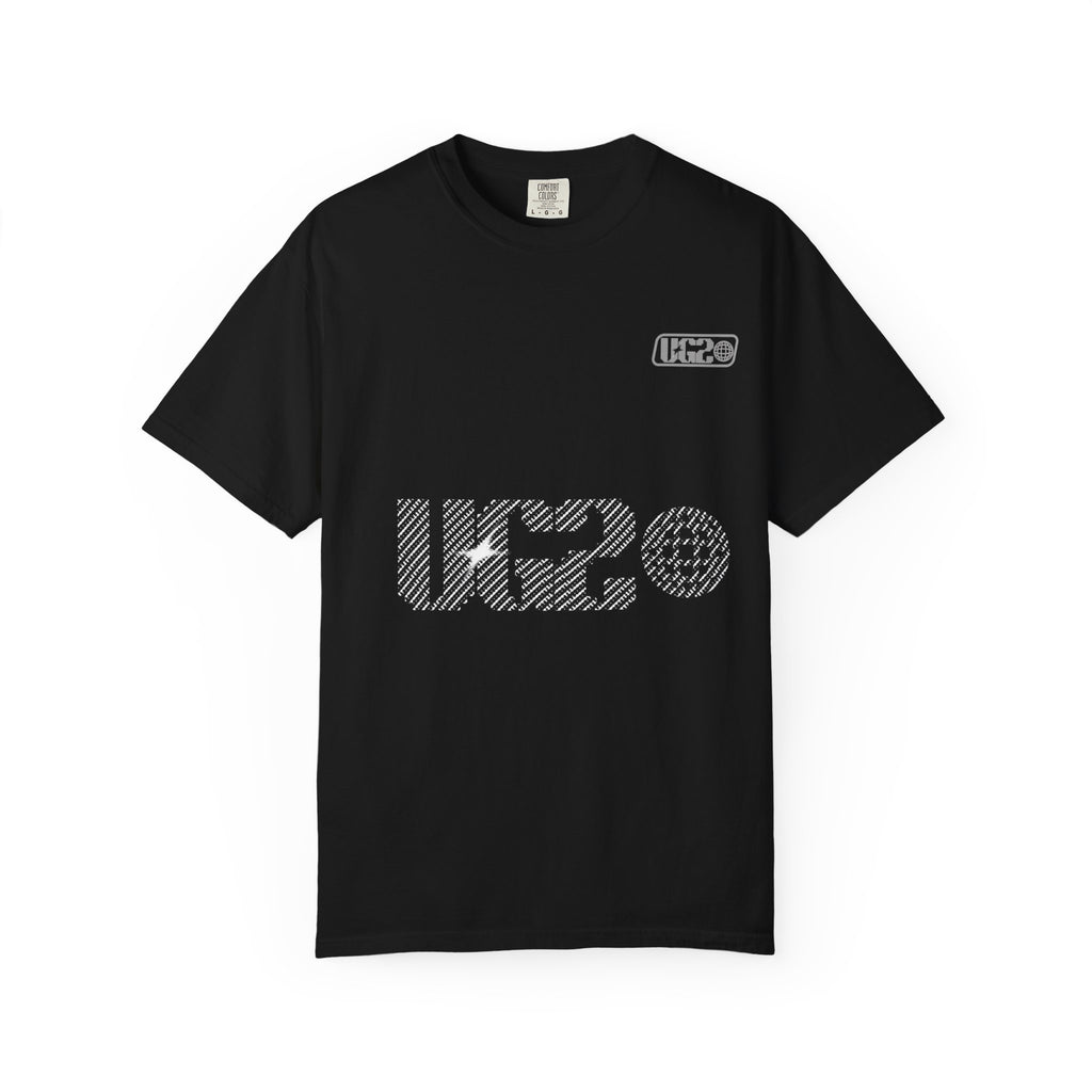 T-Shirt — Dark Silhouette Graphic Tee with 'UHC2.0' Logo